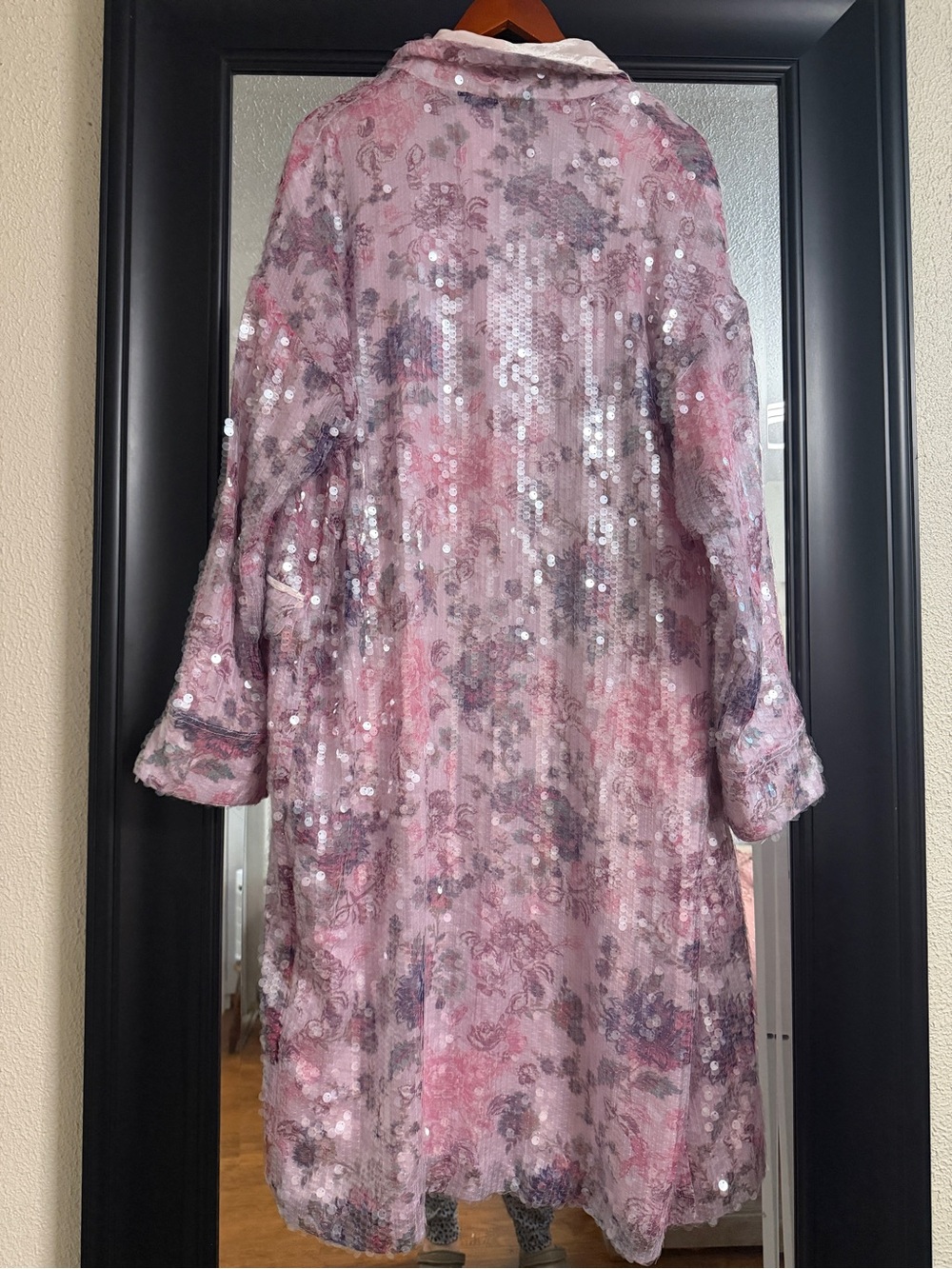 Free People Pink Sequin Floral Kimono Robe - Picture 4 of 10